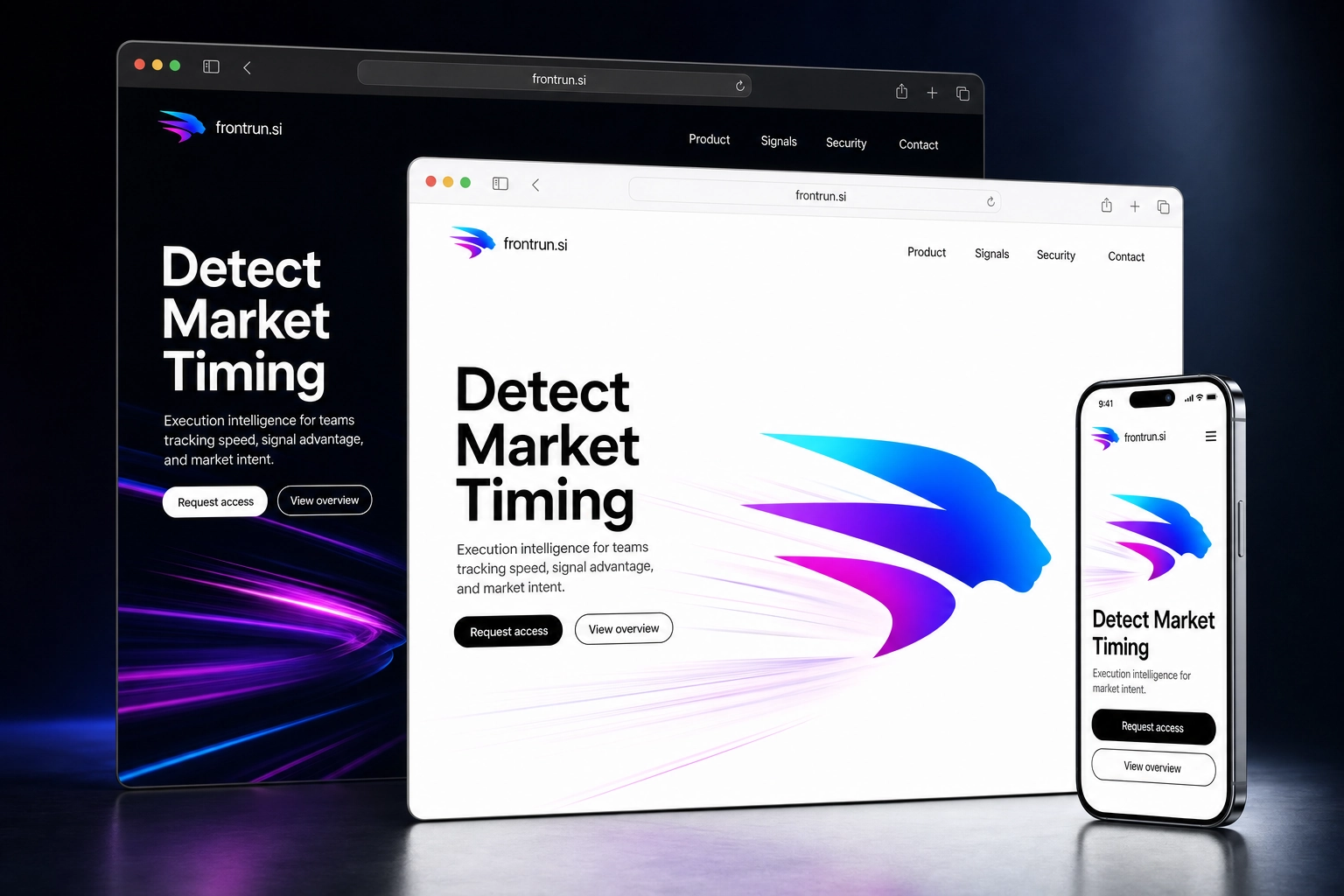 frontrun.si website concept preview