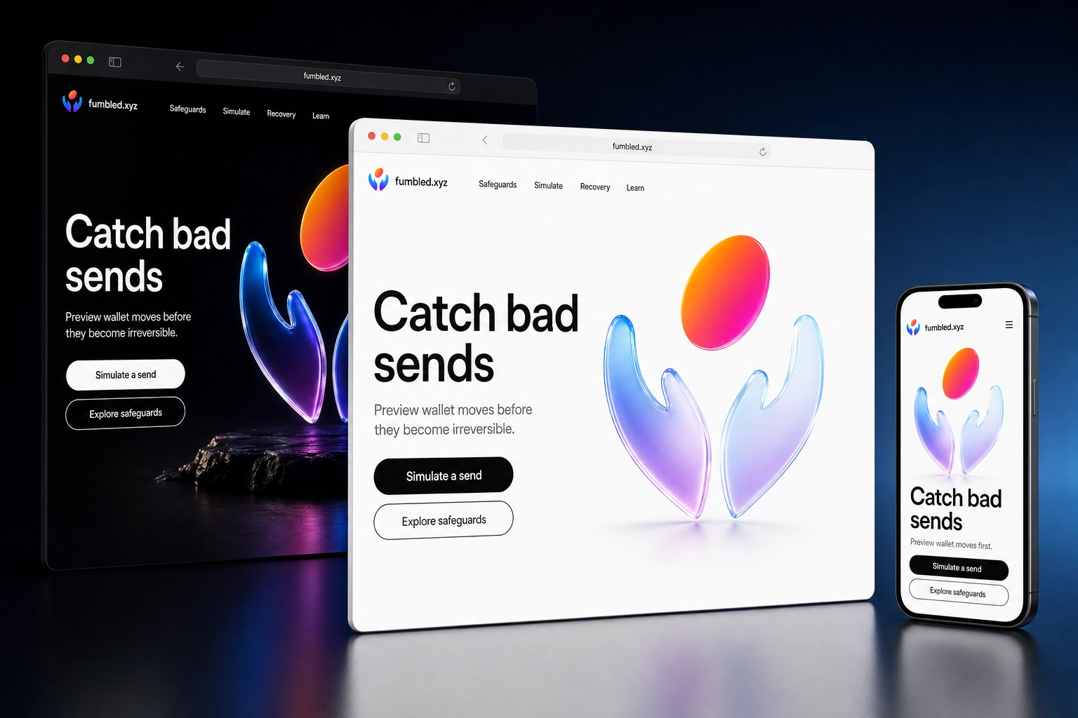 fumbled.xyz website concept preview