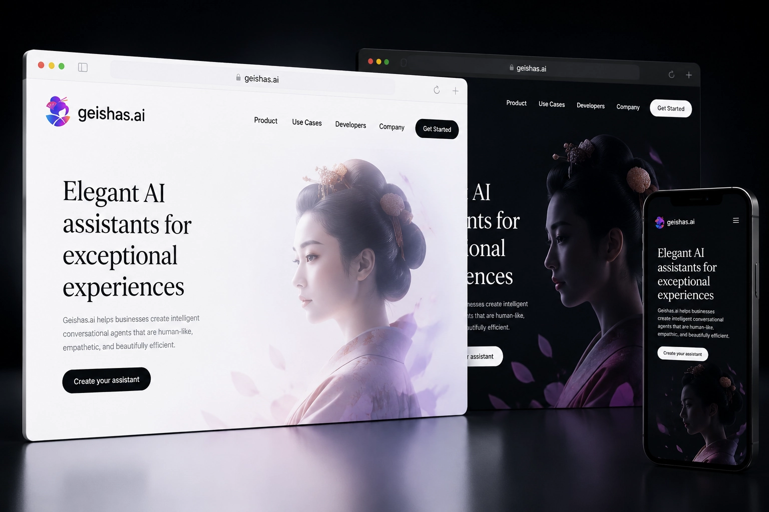 geishas.ai website concept preview