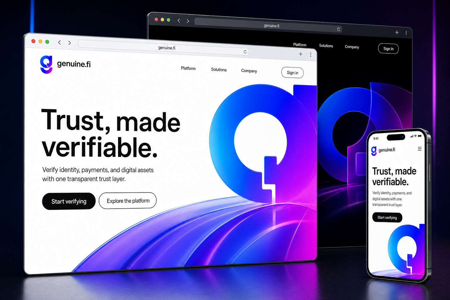 genuine.fi website concept preview enlarged
