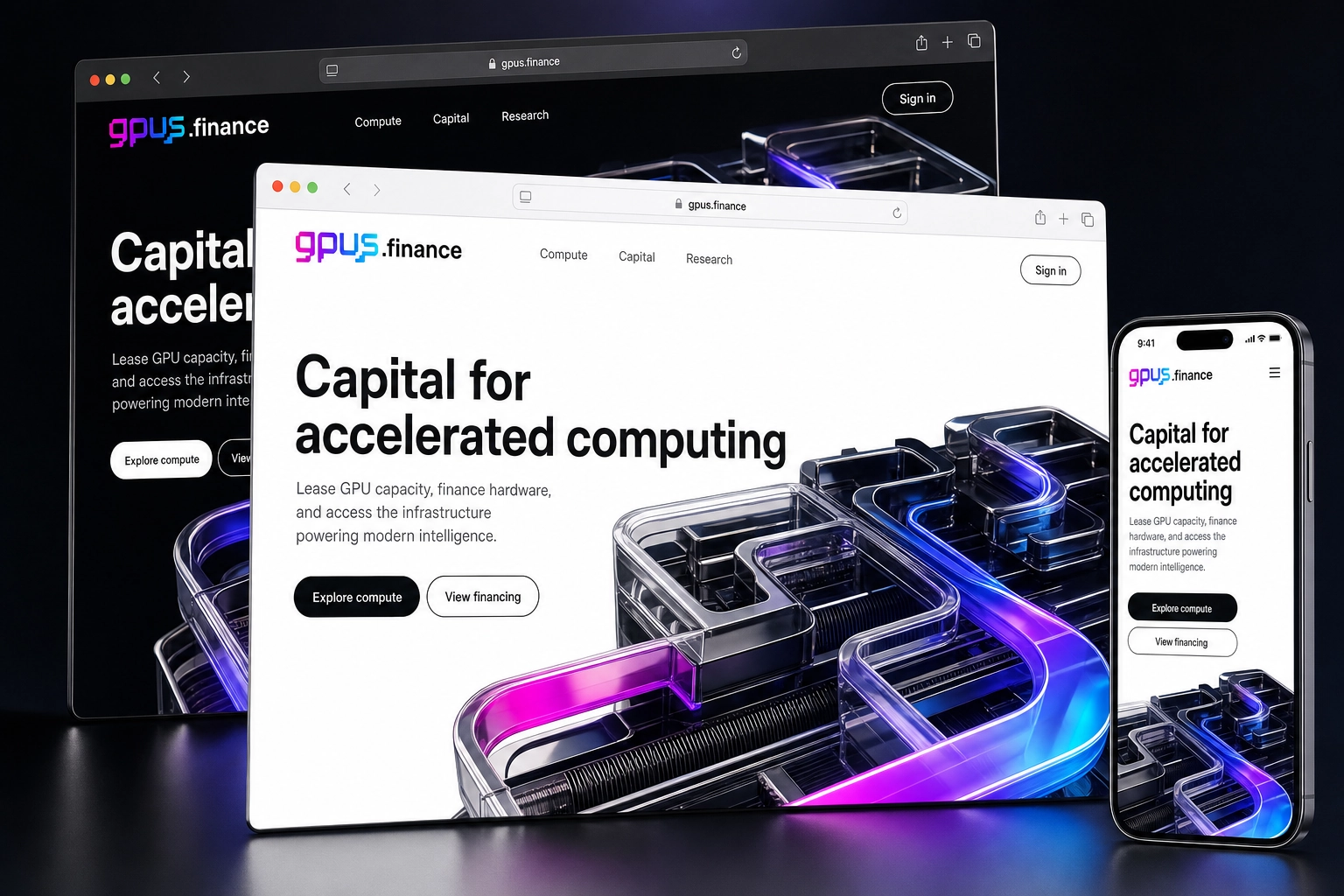 gpus.finance website concept preview