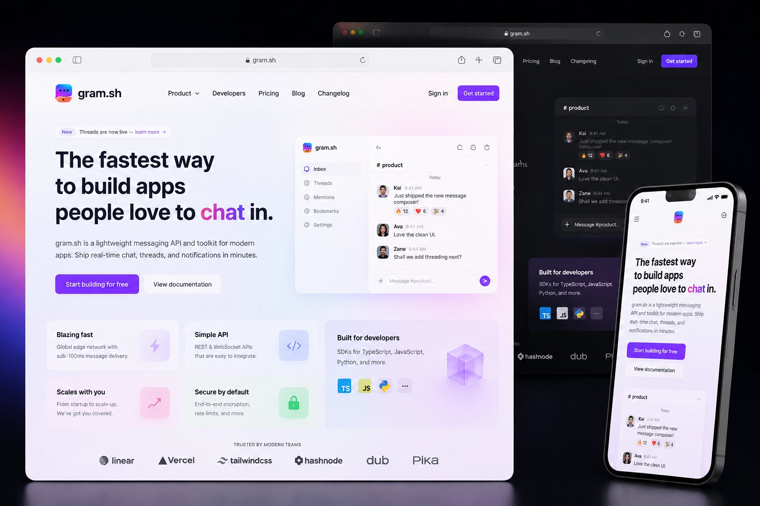 gram.sh website concept preview