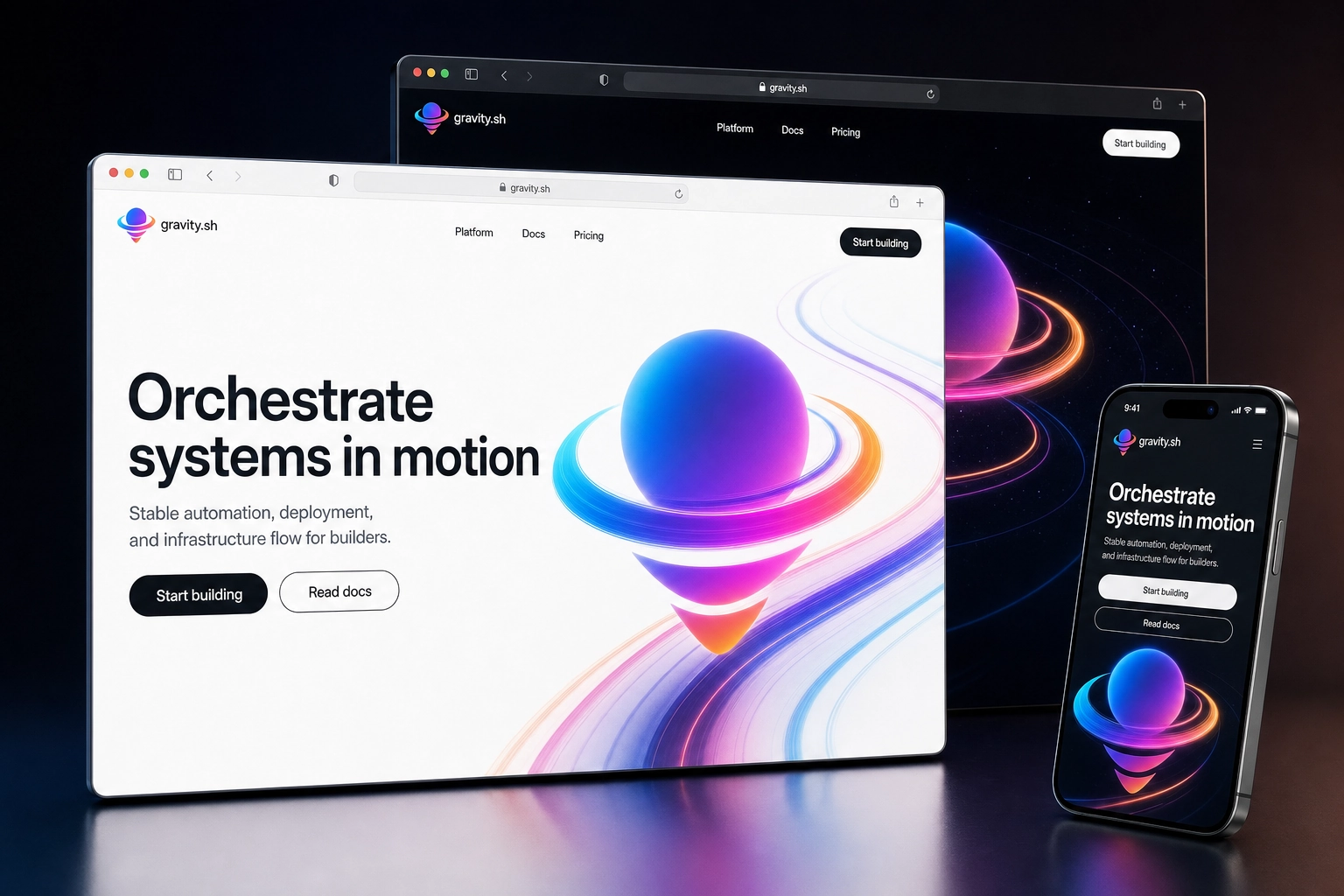 gravity.sh website concept preview