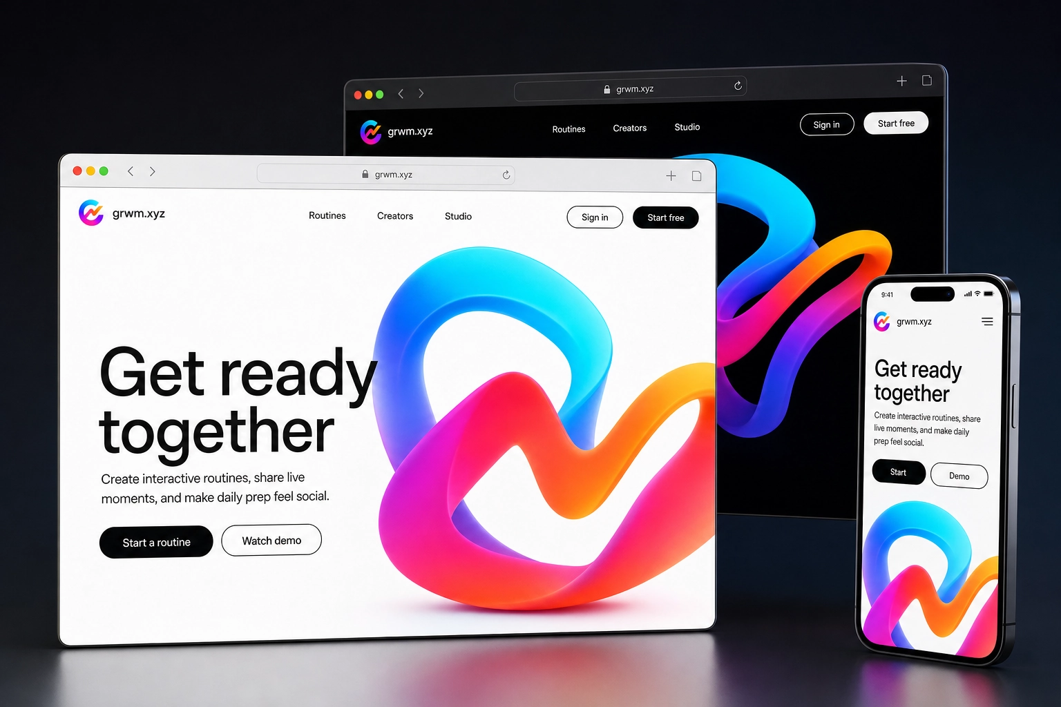 grwm.xyz website concept preview
