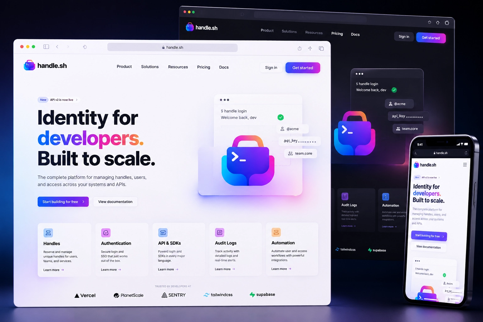 handle.sh website concept preview