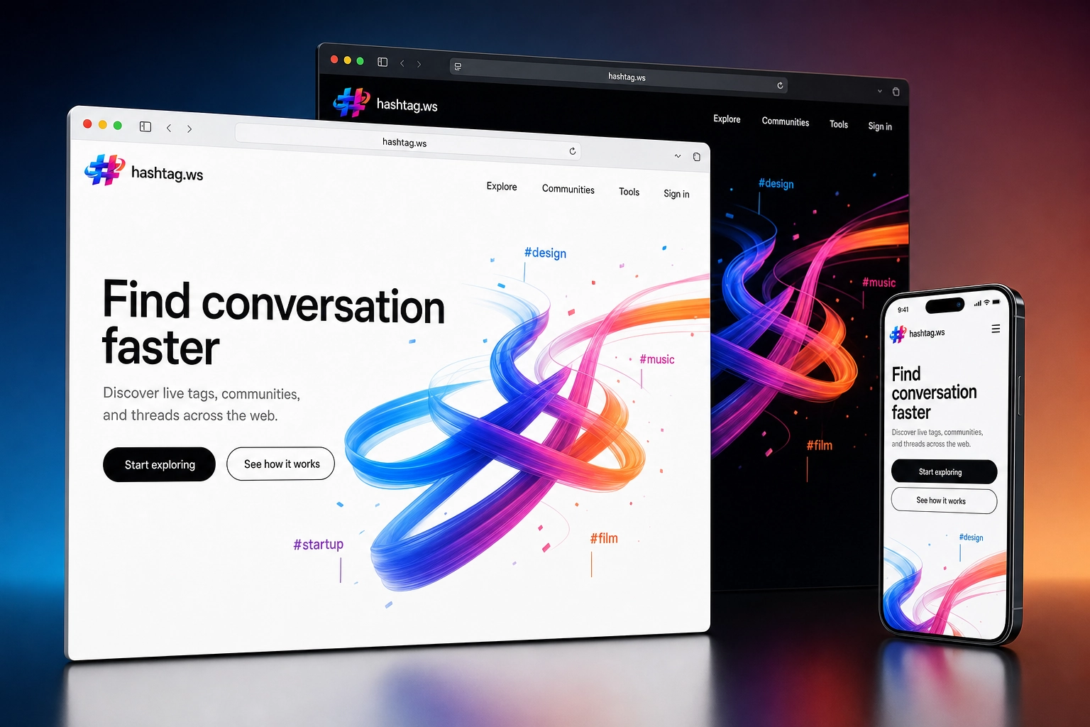 hashtag.ws website concept preview