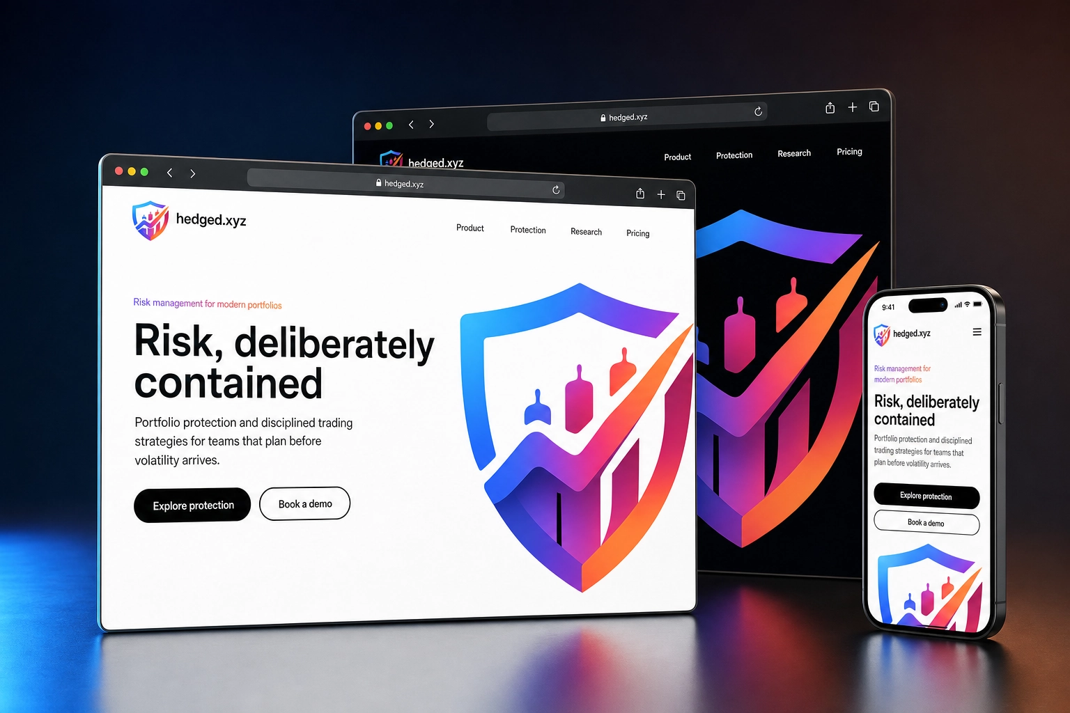 hedged.xyz website concept preview