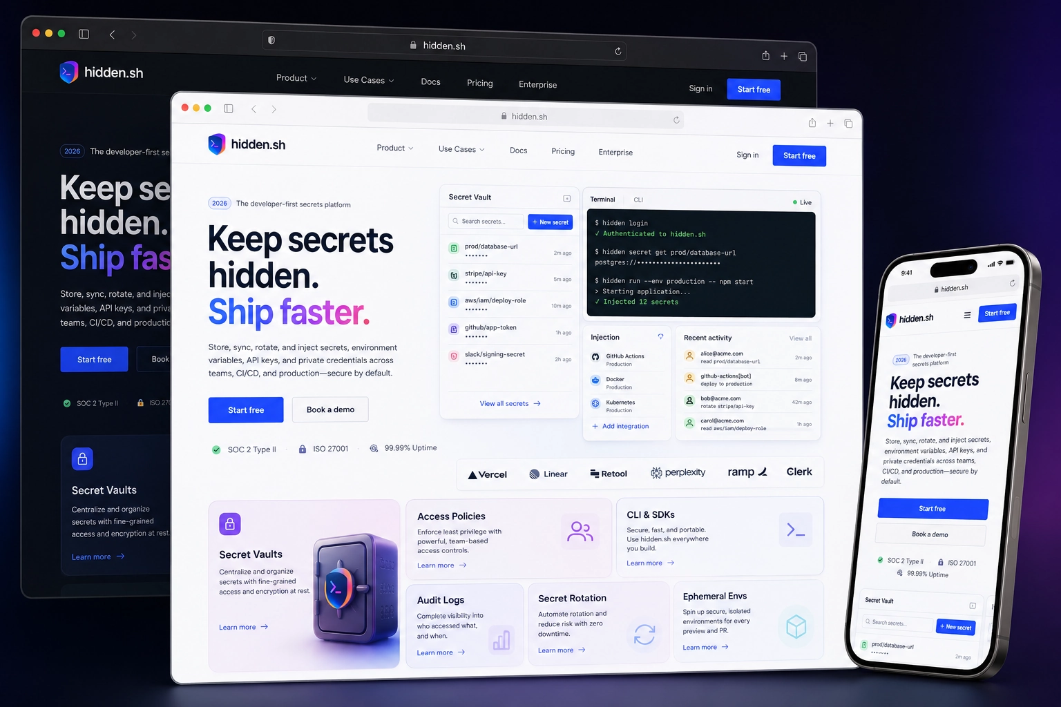 hidden.sh website concept preview