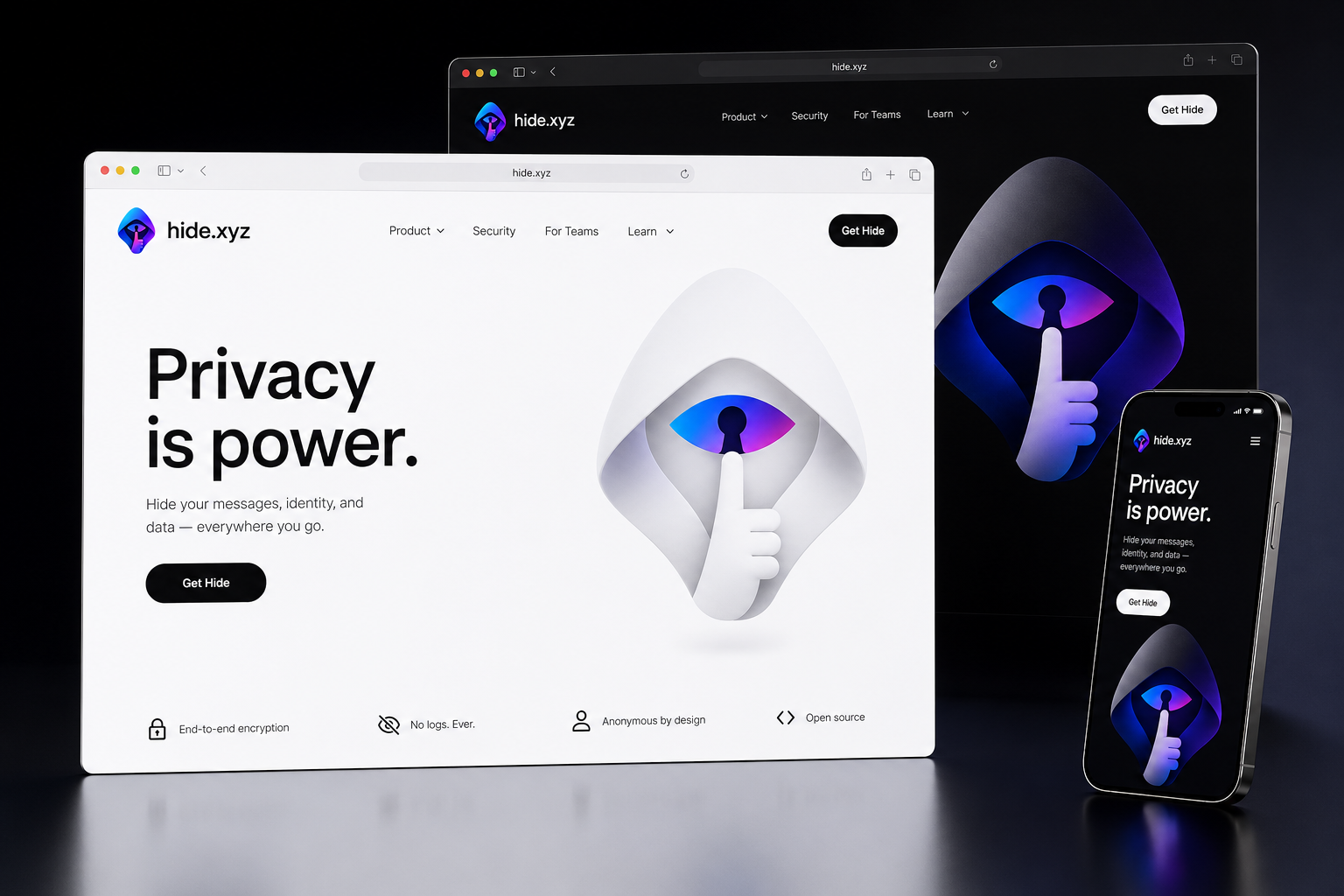 hide.xyz website concept preview
