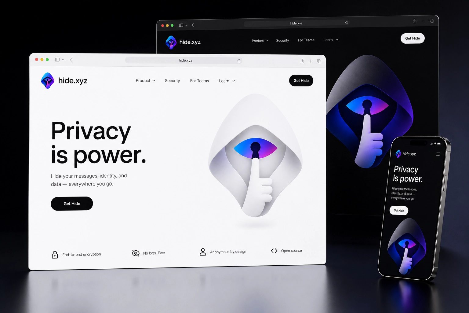 hide.xyz website concept preview