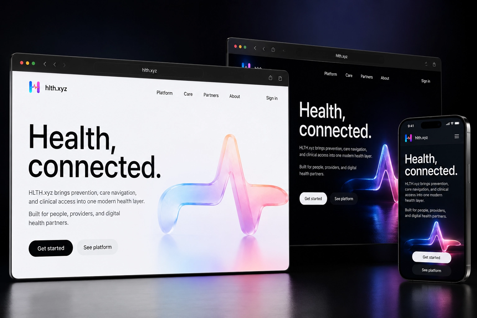 hlth.xyz website concept preview