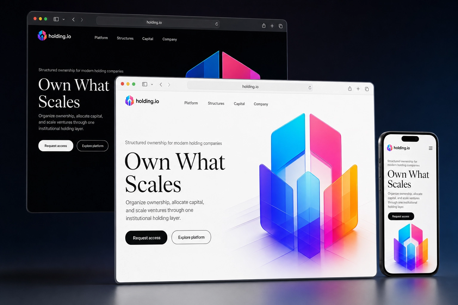 holding.io website concept preview