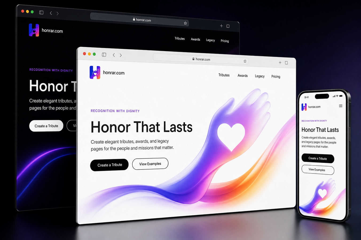 honrar.com website concept preview
