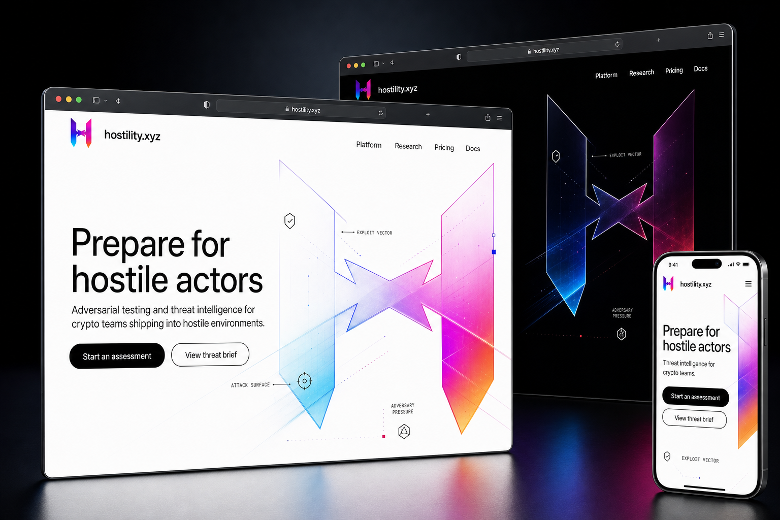 hostility.xyz website concept preview enlarged