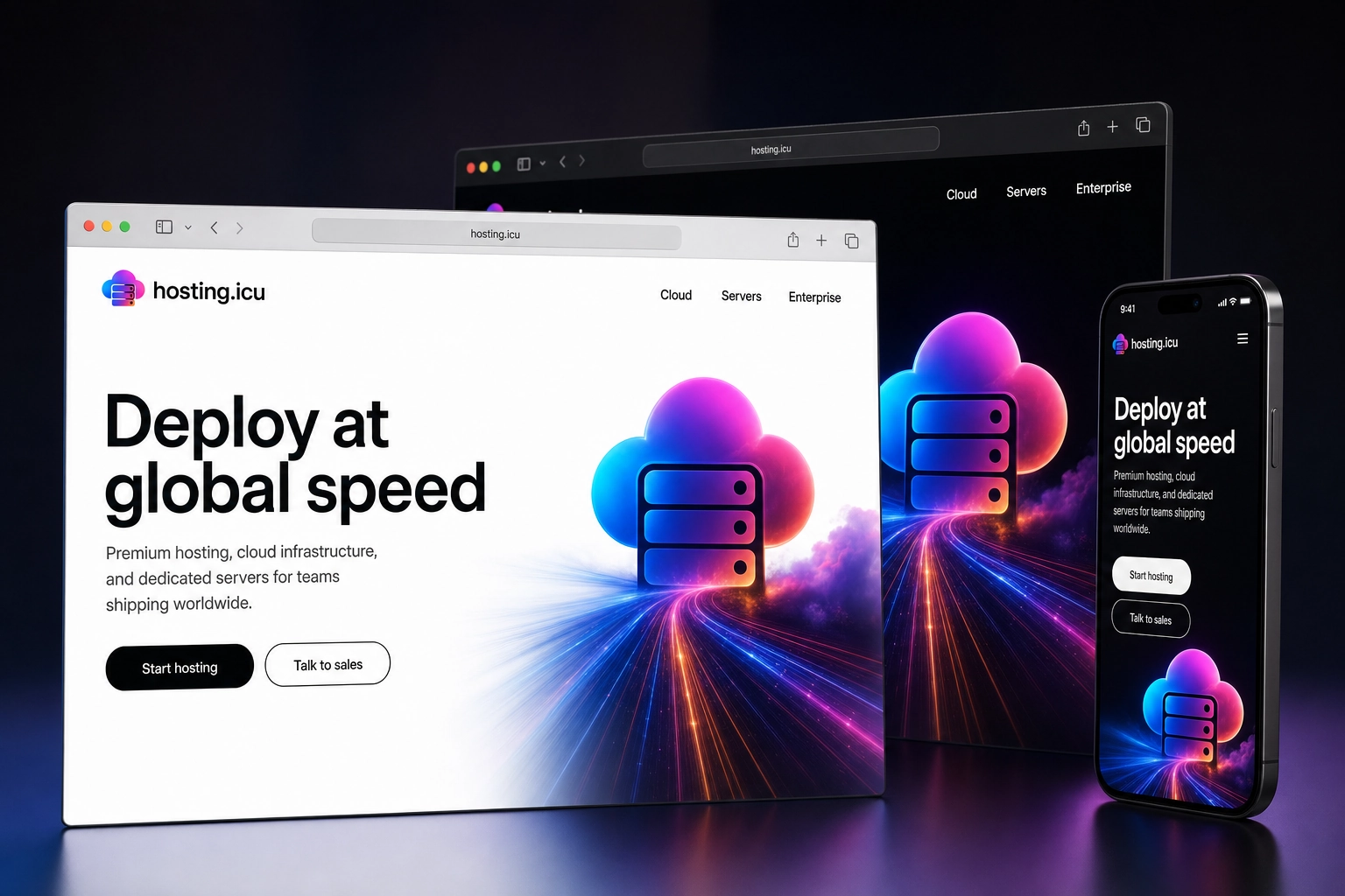 hosting.icu website concept preview