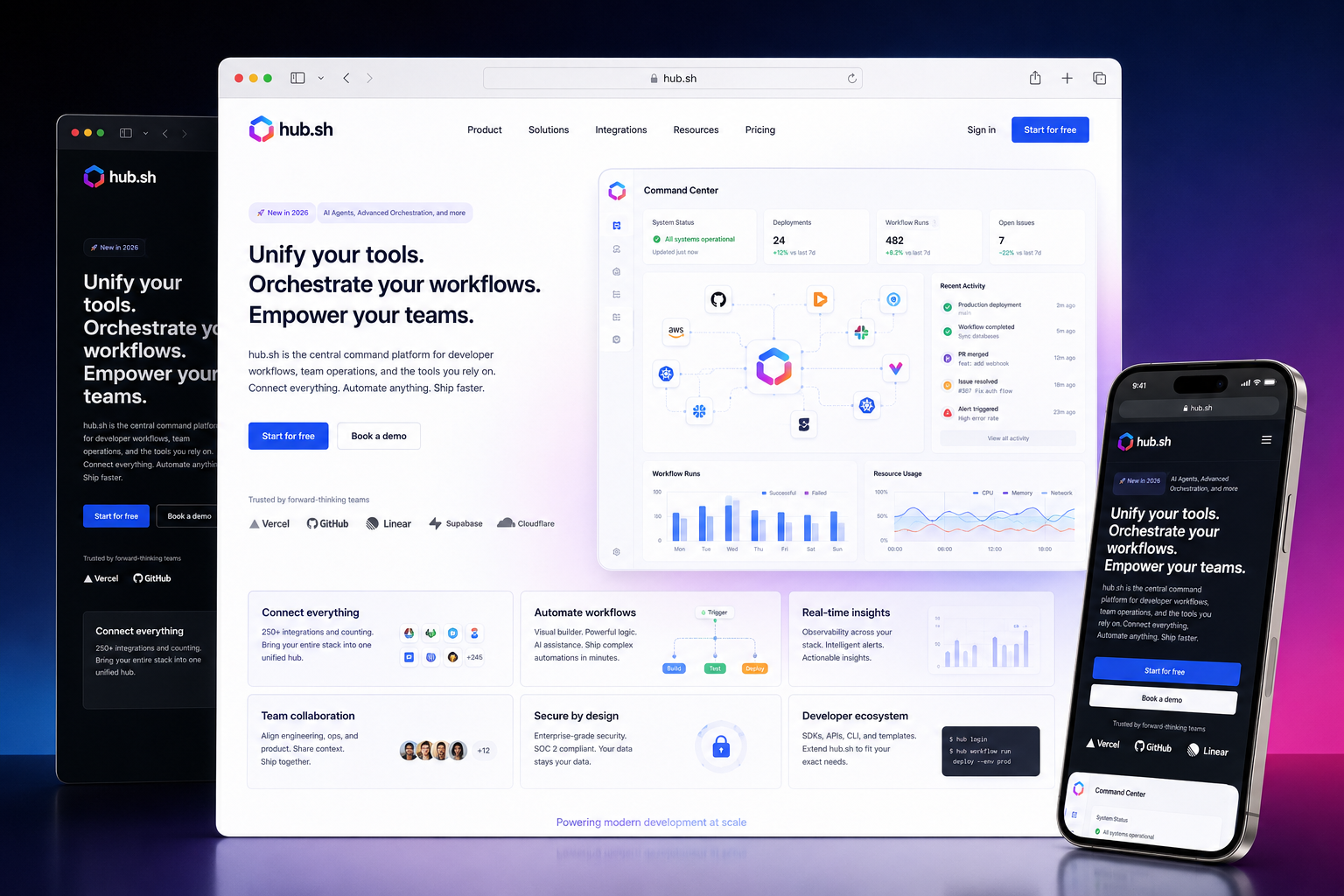 hub.sh website concept preview