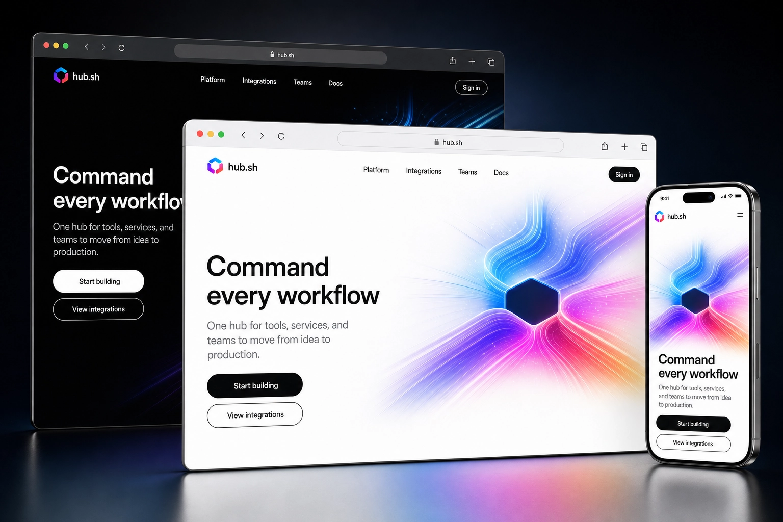 hub.sh website concept preview