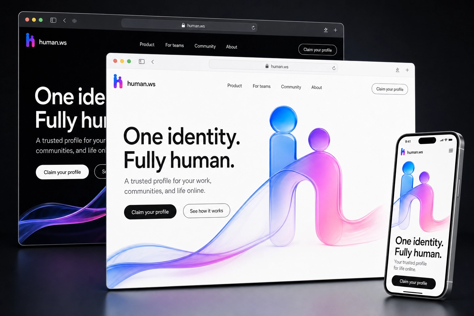 human.ws website concept preview
