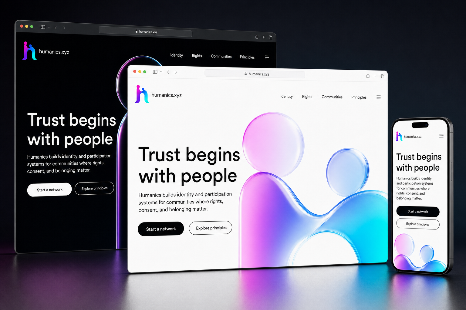 humanics.xyz website concept preview enlarged