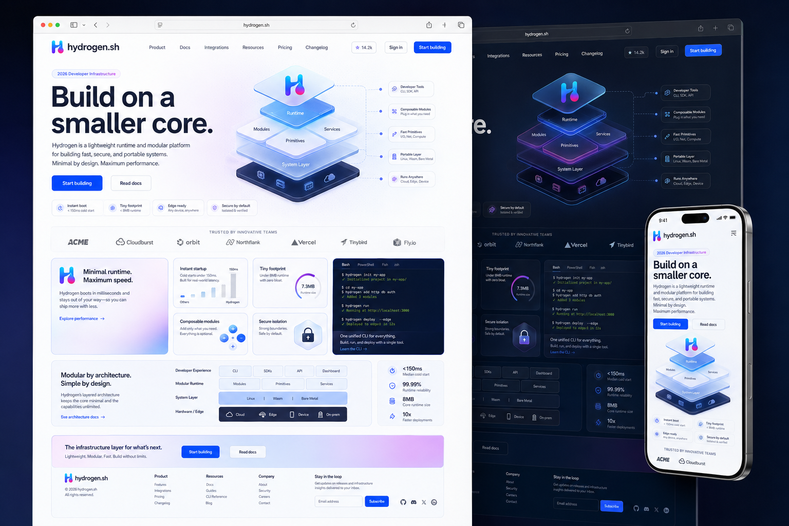 hydrogen.sh website concept preview