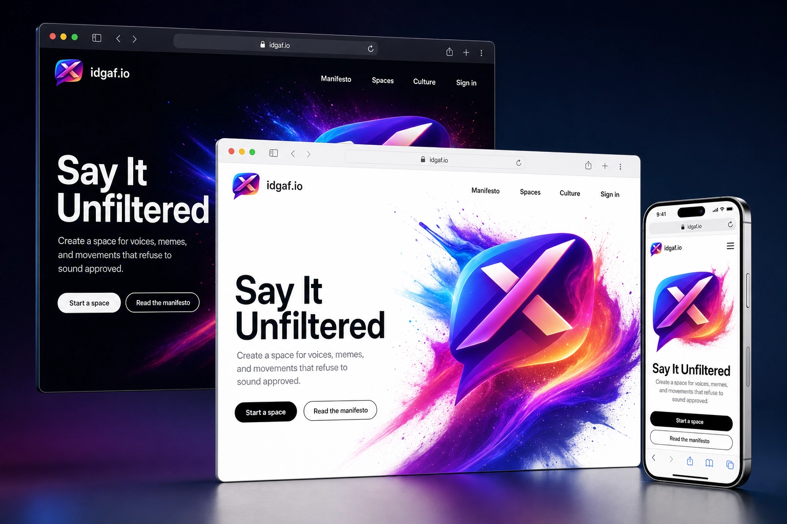 idgaf.io website concept preview