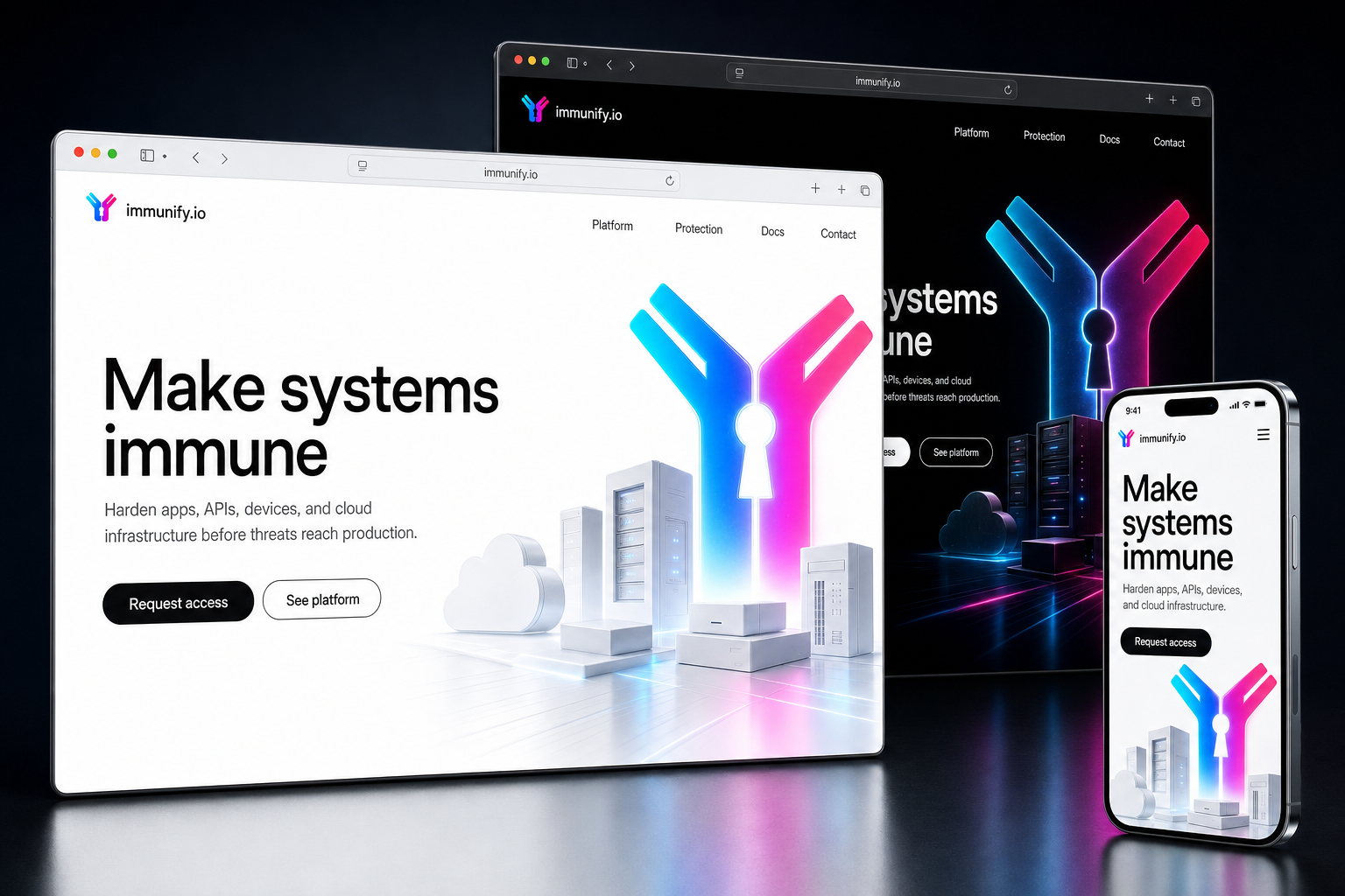 immunify.io website concept preview enlarged