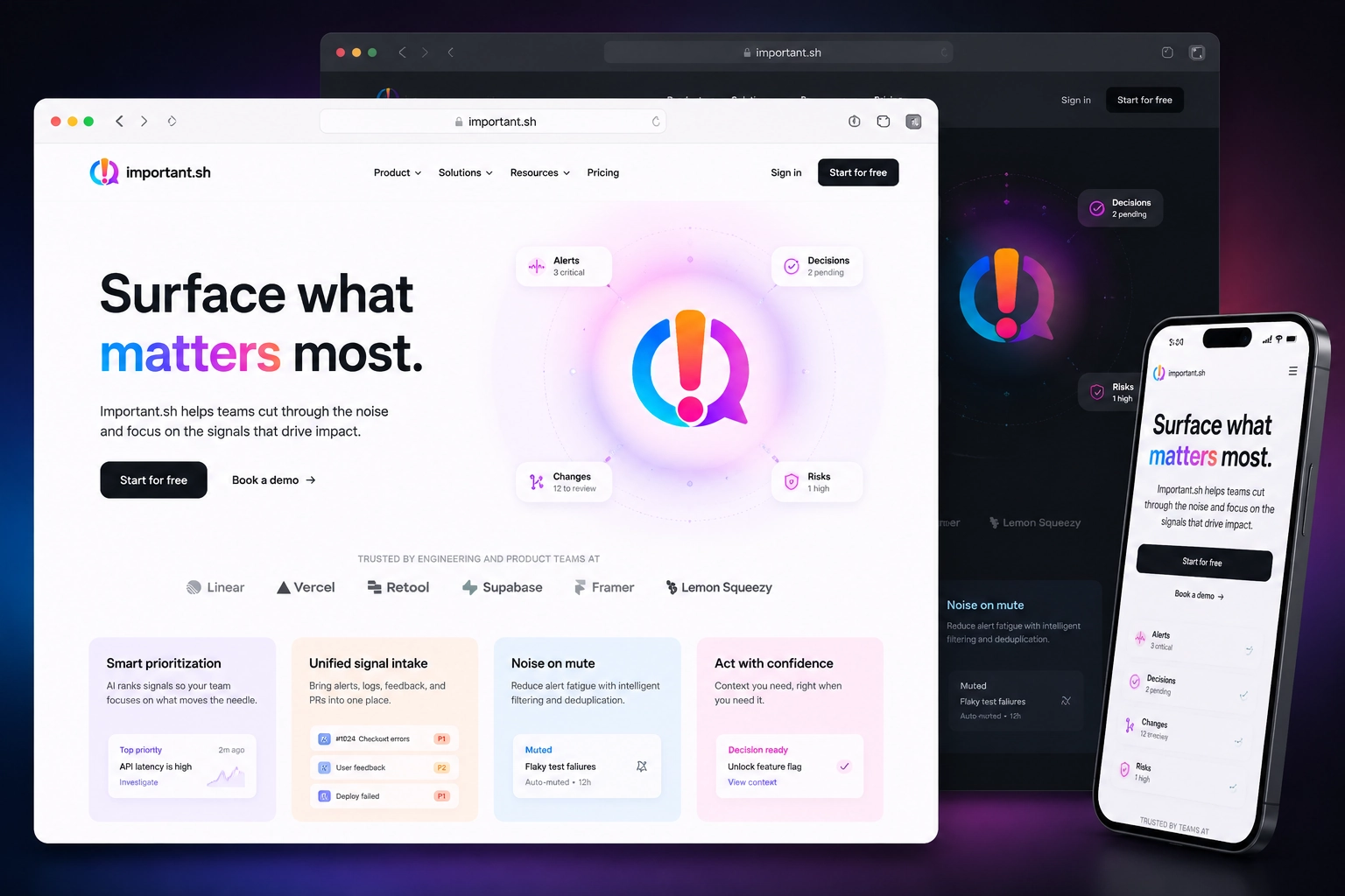 important.sh website concept preview