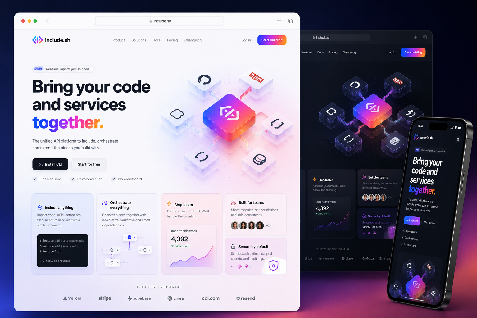 include.sh website concept preview