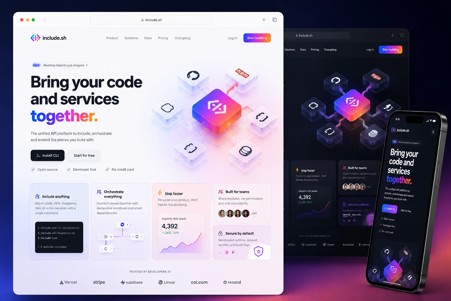 include.sh website concept preview