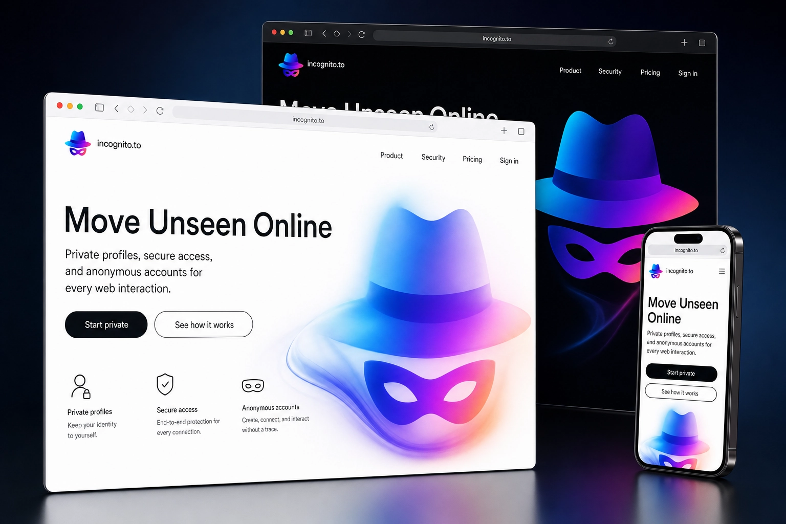incognito.to website concept preview