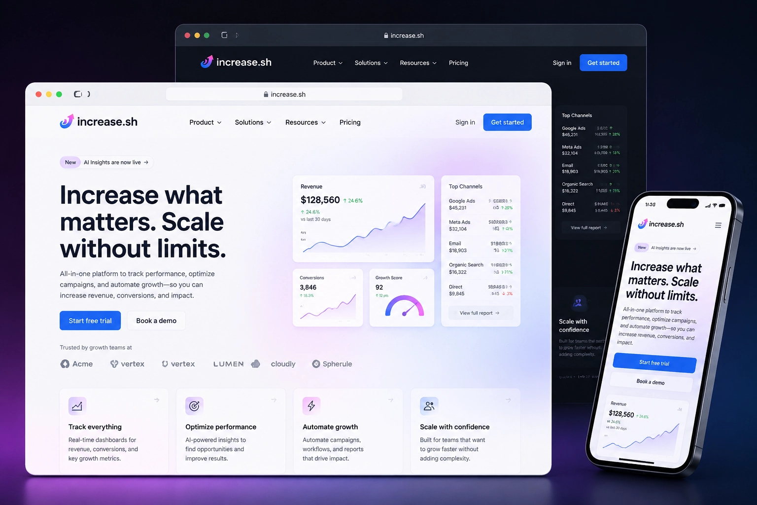 increase.sh website concept preview