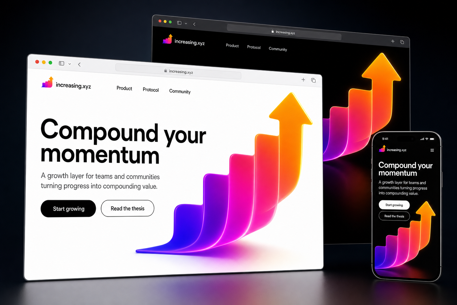 increasing.xyz website concept preview enlarged