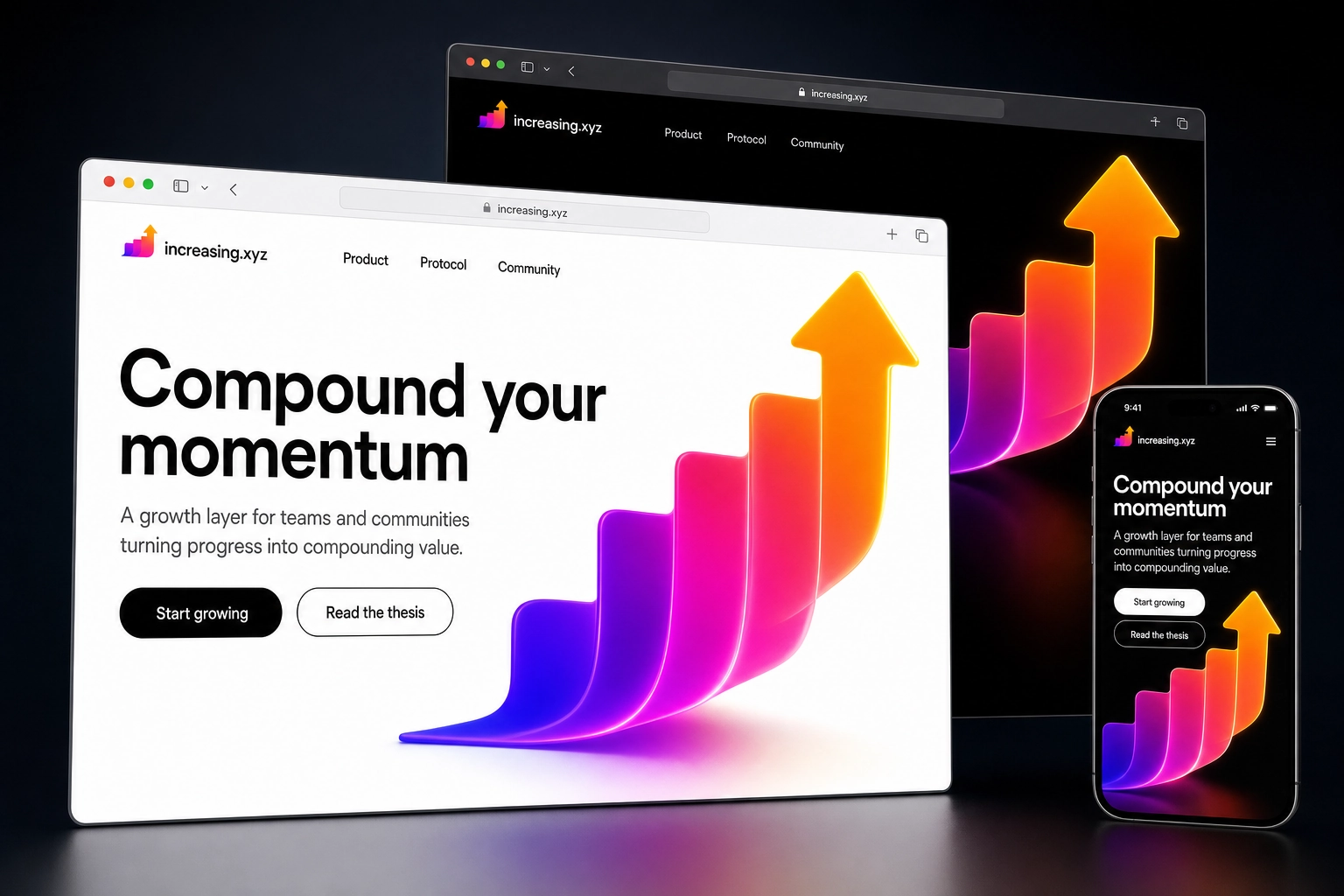 increasing.xyz website concept preview