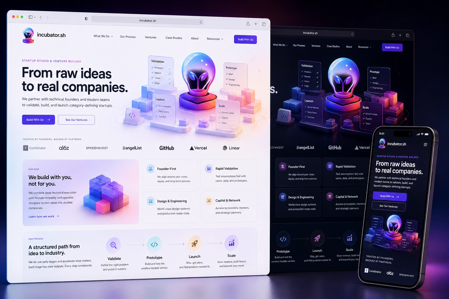 incubator.sh website concept preview