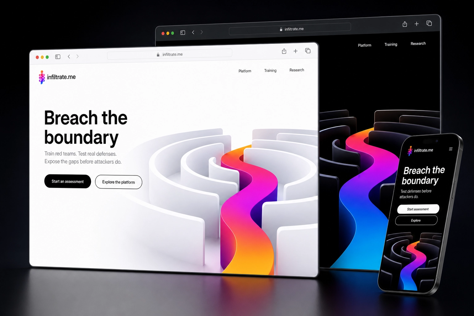 infiltrate.me website concept preview
