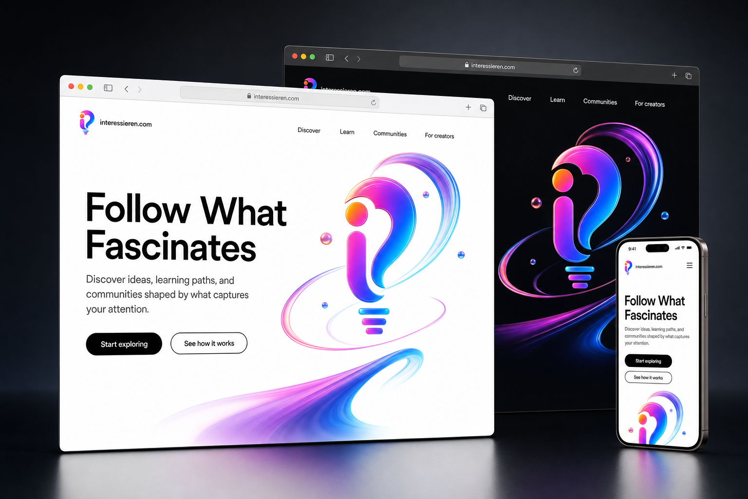 interessieren.com website concept preview