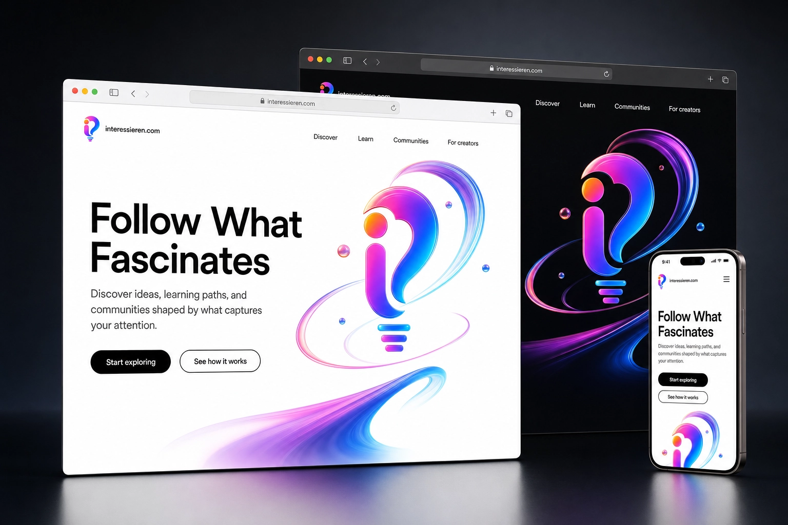 interessieren.com website concept preview
