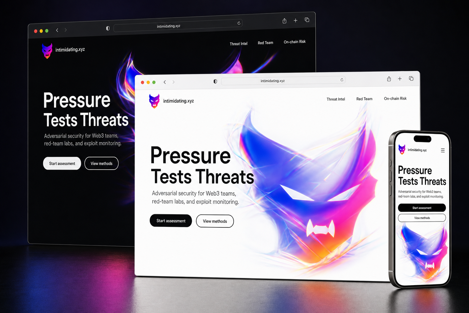 intimidating.xyz website concept preview enlarged