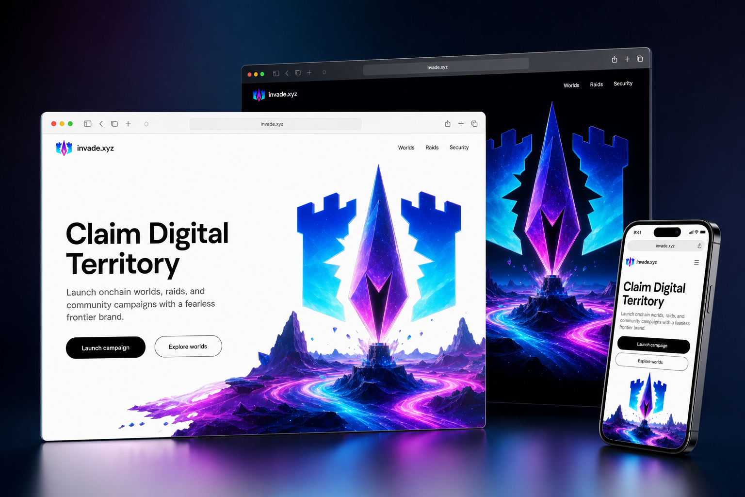invade.xyz website concept preview