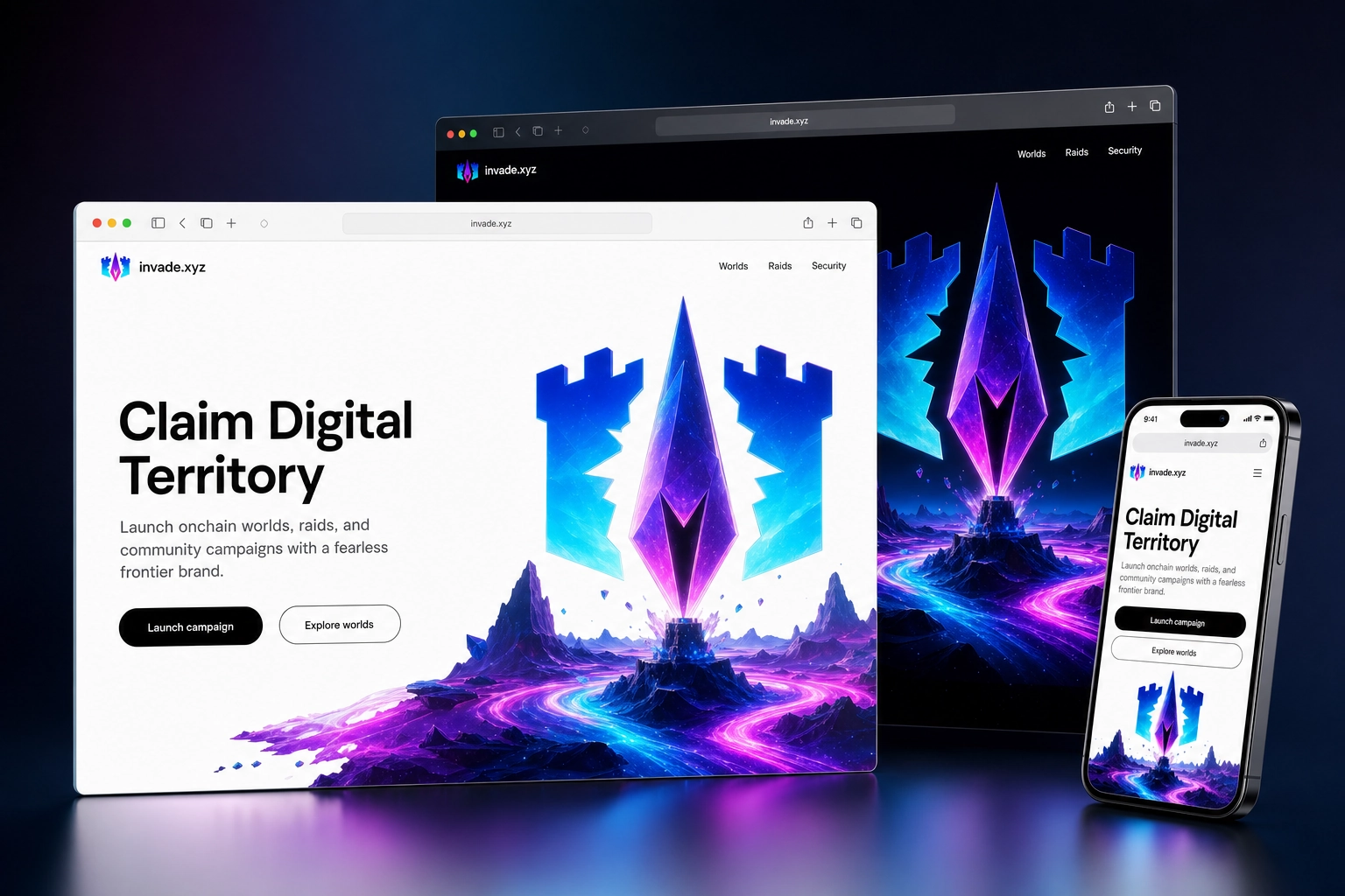 invade.xyz website concept preview