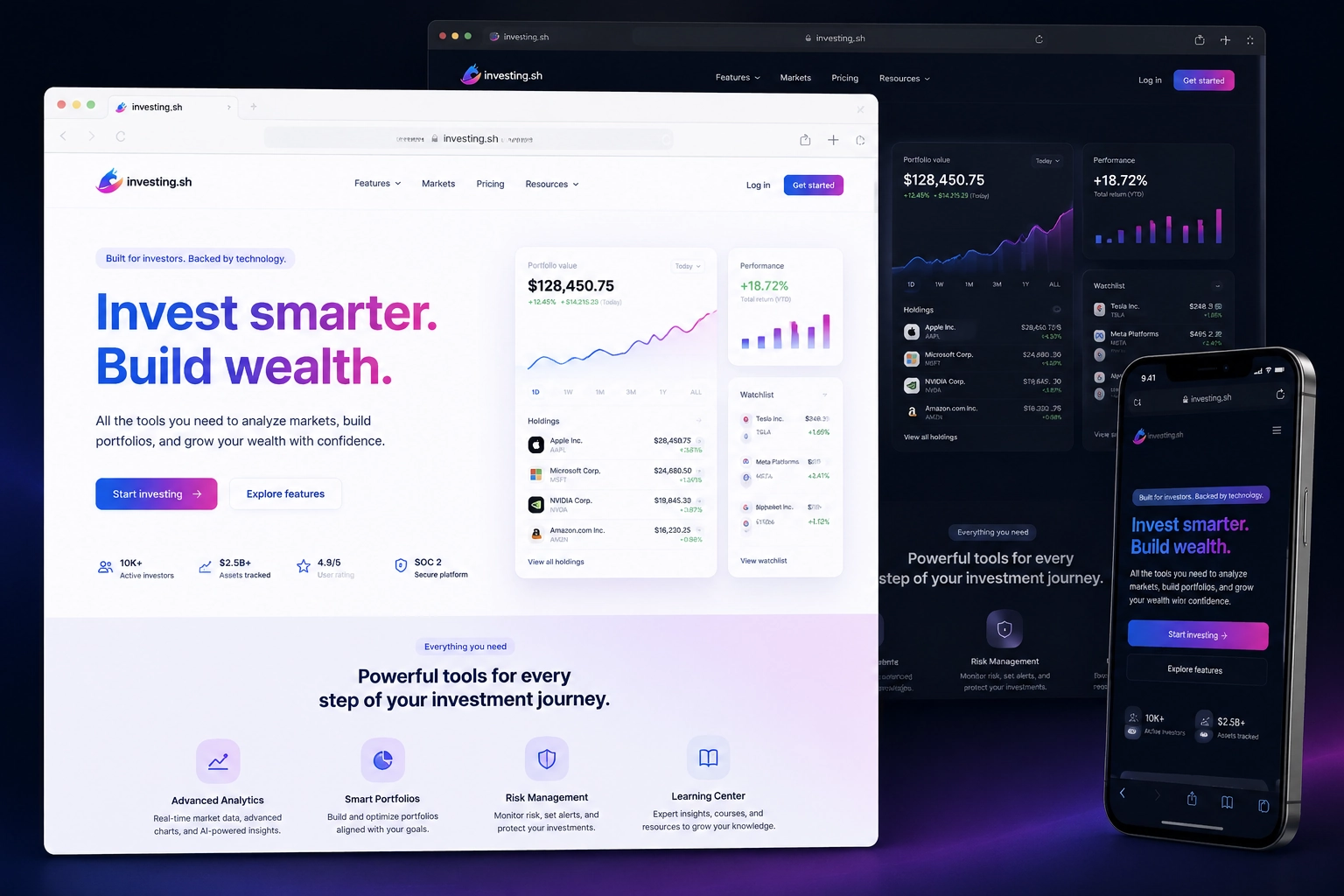 investing.sh website concept preview