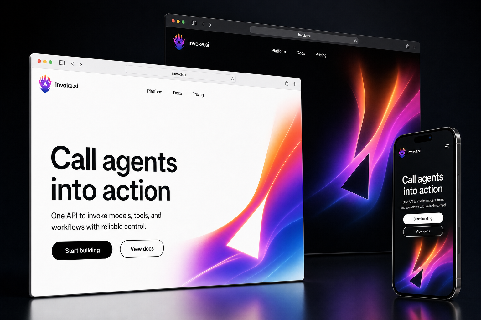 invoke.si website concept preview enlarged