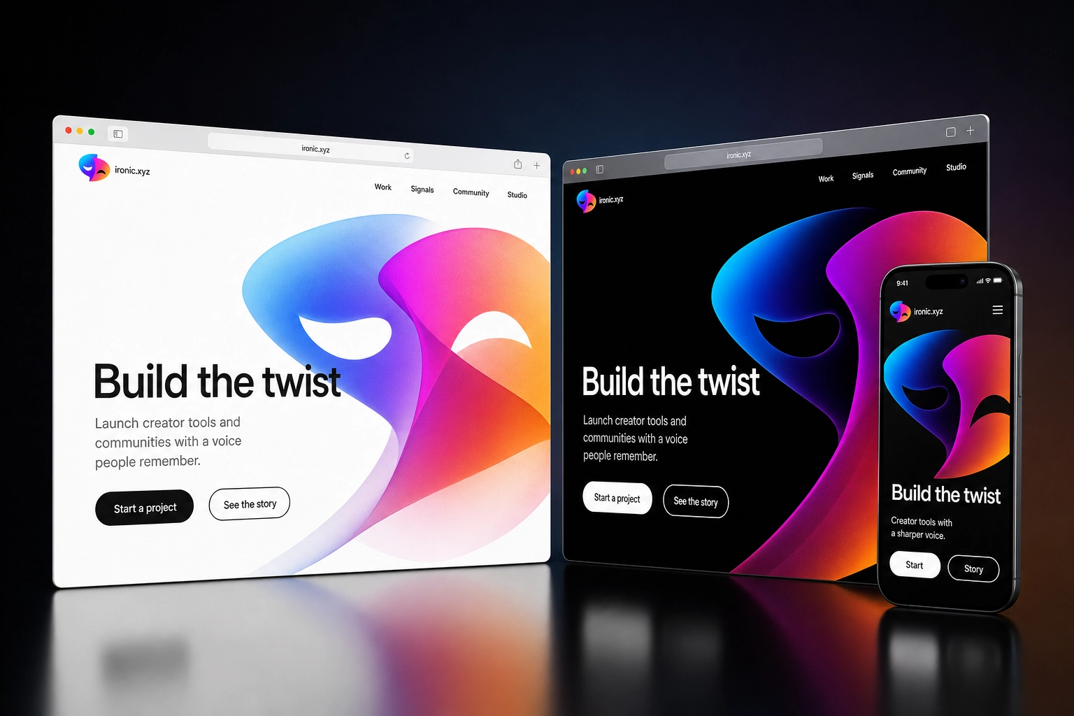 ironic.xyz website concept preview