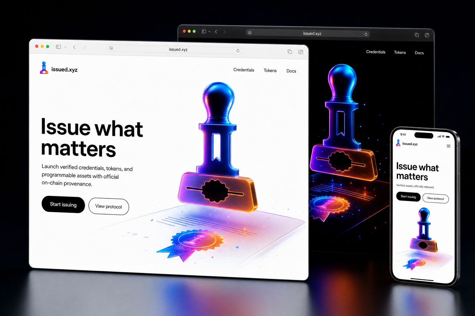 issued.xyz website concept preview