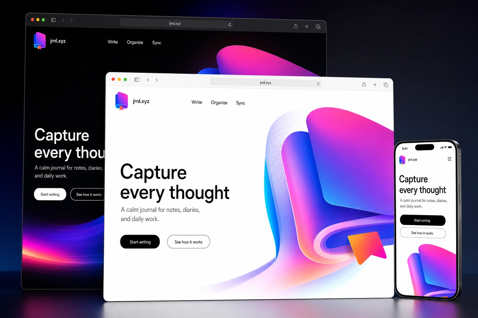 jrnl.xyz website concept preview