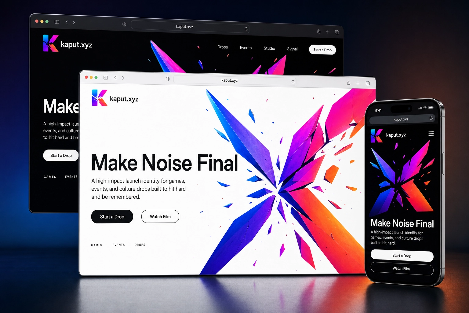 kaput.xyz website concept preview