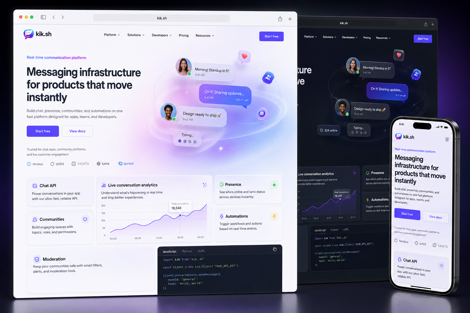 kik.sh website concept preview