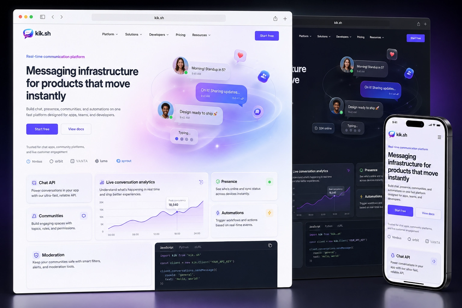 kik.sh website concept preview