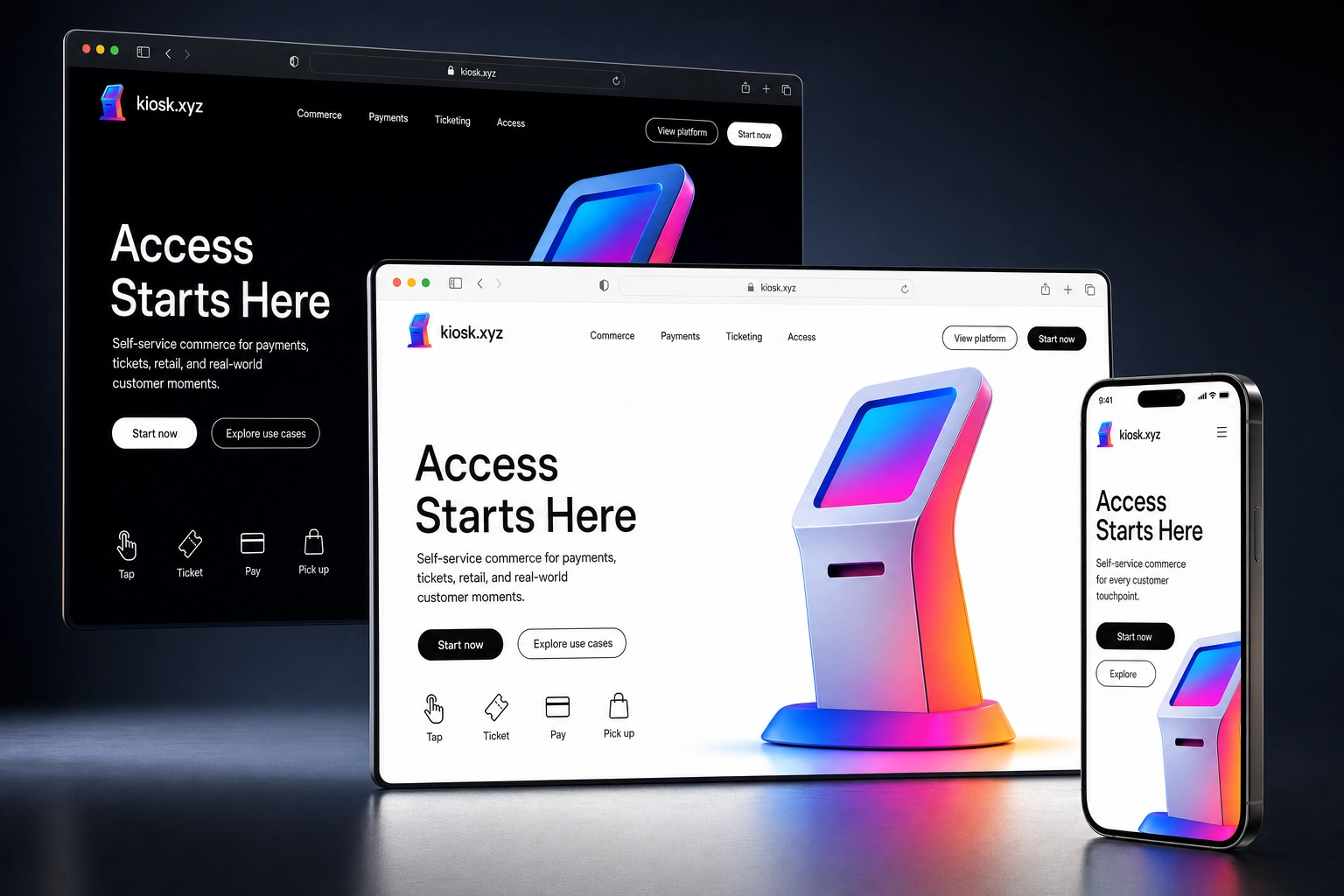 kiosk.xyz website concept preview