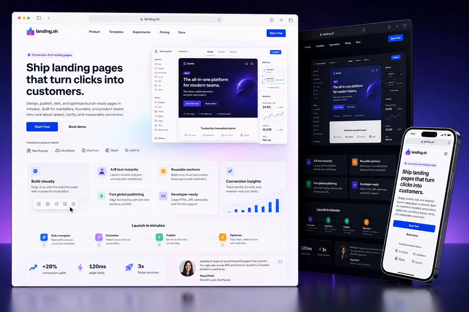 landing.sh website concept preview